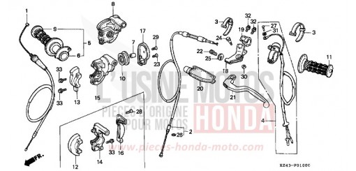 LEVIER DE GUIDON/COMMUTATEUR/CABLE CR125RT de 1996